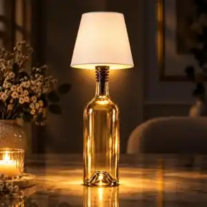 Coverzone Şişe Tipi LED Masa Lambası(Şişe Dahil Değildir), 3 Işık Seçenekli Dokunmatik Dekoratif Aydınlatma, USB Şarjlı Kablosuz Masa Lambası, LED-L200 (Beyaz)