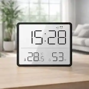 Artnest Mıknatıslı LCD Dijital Mini Saat Alarm Sıcaklık ve Nem Göstergeli Pilli 9x7 cm