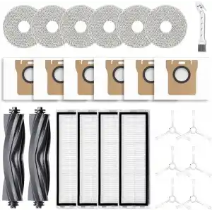 Dreame L10s Ultra/L10 Ultra için 24 parçalı yedek parça seti. L10s Pro Ultra Heat için uygun değildir; elektrikli süpürge aksesuar seti, 2 ana fırça, 4 HEPA filtre, 6 silme pedi, 6 toz torbası