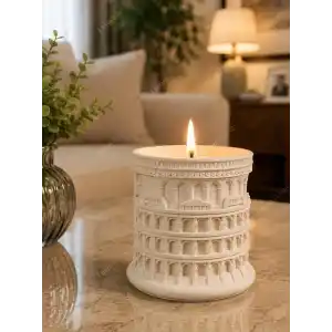 Avrupa Mimari Dekoratif Mum Koleksiyonu, Vanilya Kokulu Mum, 1 Adet, 8x8 cm (Roma)