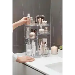 Mithra Life 360 Derece Dönen Makyaj Takı Rafı Organizer – Şeffaf Kozmetik Düzenleyici MIT1293
