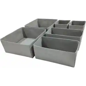 6lı Gri Çekmece İçi Düzenleyici Organizer Set - Çok Amaçlı Dolap İçi Kutu Seti
