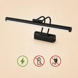 SekaTech Siyah Kasa LED Flüt Resim Aplik | 6W | 3200K Gün Işığı | 35cm | Duvar Tipi Ayna/Tablo Üstü Dekoratif Işık | IP20 İç Mekan Kullanım