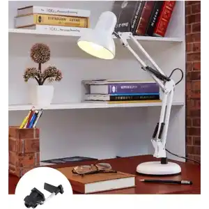 Esnek Ayarlanabilir 360 Derece Dönebilen Kıskaçlı Akrobat Masa Lambası (Beyaz)