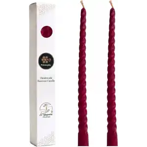 Petekoğlu Bordo 2 Adet Konik Burgulu Balmumu Mum Şamdan Mumu Doğal Petek Balmumu Mum (Beeswax Candle) 27.5 cm