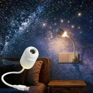 Galaxy Yıldızlı Gökyüzü Projektörü, 2si 1 Arada 360° Ayarlanabilir LED Uzay Samanyolu Lambası, 12 Adet Film Diskli Yıldızlı Gökyüzü Projektörü, Yatak Odası Parti Dekorasyon Hediye İçin Tavan