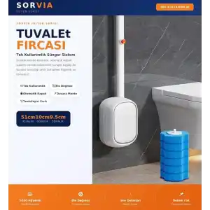 Kullan At Deterjanlı Tuvalet Fırçası Seti 6 Yedek Başlıklı Hijyenik WC Temizlik Fırçası Klozet Temizleme Fırçası