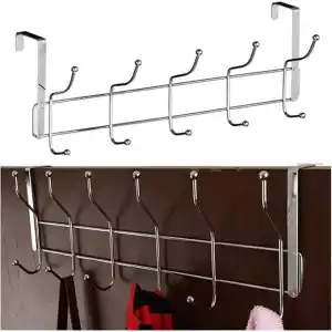 Orret Home 12L Metal Kapı Arkası Askı, Amerikan Kapı Arkası Askılık, Banyo, Mutfak, Yatak Odası İçin Krom Askı (2 Adet)