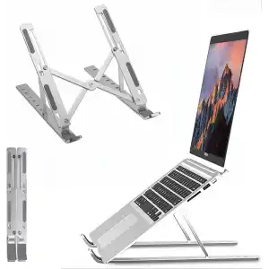 HEARTZ Metal Laptop Tablet iPad Dizüstü Bilgisayar Standı 7-17.3 inç Tüm Cihazlar için 7 Seviye Yükseklik Ayarı Taşınabilir Kaymaz Laptop Yükseltici Havalandırmalı Soğutma Katlanabilir Masaüstü Standı