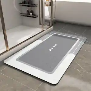 Banyo Paspası - Kaymaz Süper Emici Lekeye Dayanıklı Hızlı Kuruyan İnce Banyo Halısı - Küvet Vanity İçin Zemin Paspası - Kolay Bakım 40 x 60