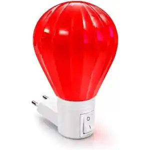 Kırmızı Balon Tasarımlı Prize Takılabilir Çocuk Odası Gece Lambası - Açma/Kapama Düğmeli, Kompakt Boyut