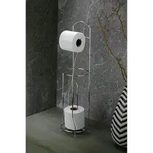 Sas Haus Ayaklı Wc Kağıtlı Yedek Kağıt Hazneli Tuvalet Kağıtlığı Yuvarlak Krom