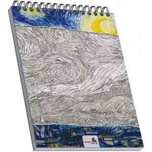 Retronote The Starry Night, Van Gogh 1889, A5 Eskiz Defter I, Çizgisiz, 100 Sayfa, 100 gram, Beyaz Renk, Spiralli, Sketchbook