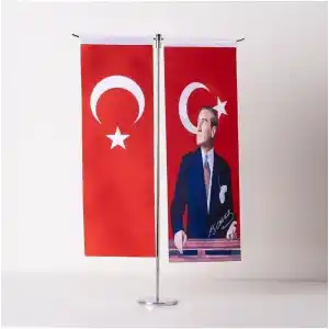 ZC Bayrak Atatürk-türk Bayrağı T Saten Kumaş Masa Bayrağı 10x30 Cm