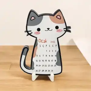 2026 Takvim - Kedi Masaüstü Takvim- Standlı Takvim