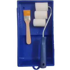 Boyama Takımı (5 Cm 3Lü Rulo Kestirme Fırçası Boya Tavası) Mavi Tek Ebat Unisex
