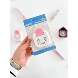 3’ü 1 Arada Köşe Yuvarlama Özellikli Köşe Kesici Delgeç/Pembe