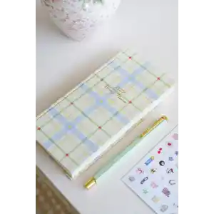 Matt Notebook 2027 Yılı Keten Haftalık Planlayıcı Kareli Cep Ajandası 9x18 cm Ekose