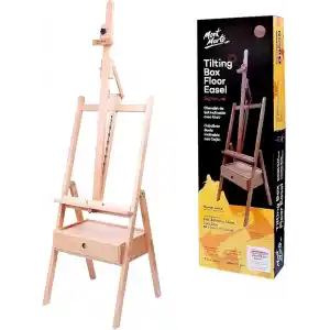 Mont Marte Signature eğimli kutu, zemin ressam sehpası, kayın ağacı, tuvalleri 92 cm yüksekliğe kadar tutar, açı ayarı, sağlam taban, sanat malzemeleri için entegre çekmeceler, sanatçı resim şövalesi.