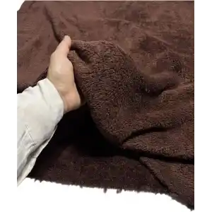 BURSA KUMAŞTAN Welsoft Peluş Kumaş Çift Taraflı Kahverengi 180 cm En