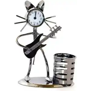 Dekoratif Gitar Çalan Saat Özellikli Metal Kalemlik