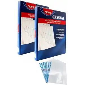 Poşet Dosya A4 Kristal 100 lü 2 Paket Noki 4830 Cr Kalın Poşet Dosya Föy Mavi Şeritli 90 Mikron Şeffaf Belge Arşivleme