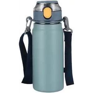 304 L Çelik Mavi 600 ml Askılı ve Pipetli Matara Suluk cin411mv