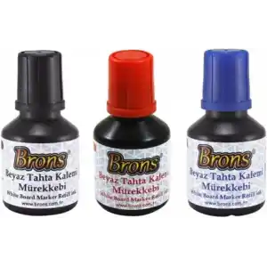 Brons Beyaz Tahta Kalemi Mürekkebi, 30 ml, Siyah-Mavi-Kırmızı, 3lü Set