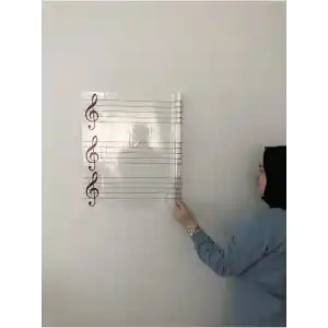 Nota Yazı Tahtası Sol Anahtarlı Ve Nota Çizgili Porteli Akıllı Kağıt Tahta Kalem Hediyeli Beyaz