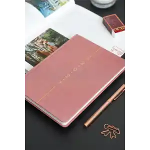 Matt Notebook 2027 Yılı A5 Keten Haftalık Ajanda 15x21 cm - 12 Aylık Pembe