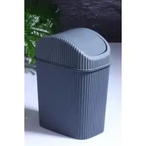 Mini Pratik Kapaklı Banyo Ve Mutfak Tezgah Üstü Çöp Kovası Ev Ofis Çöp Kutusu 2,5 Lt ANTRASİT 18 x 23