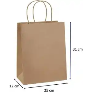 Kraft Ofis Burgu Saplı Çanta 25 Cm X 12 Cm X 31 Cm (25 Adet) (Kağıt Poşet Çanta)