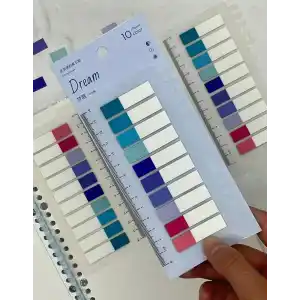 10 Yarım Renkli Cetvelli Dream Şeffaf Pet İndeks Sticker/İndex/Post-it/Postit/Kitap Ayracı/Not Kağıdı