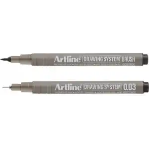 Artline Drawing System Teknik Çizim Kalemi 2li Set, Brush + 0.03mm