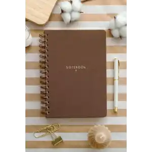Matt Notebook A5 15x21 cm Spiralli Keten Not Defteri Kahverengi