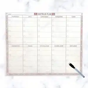 BUFFER® Şeffaf Kendiliğinden Yapışkanlı Kalemli Haftalık Planlayıcı 40cm-50cm