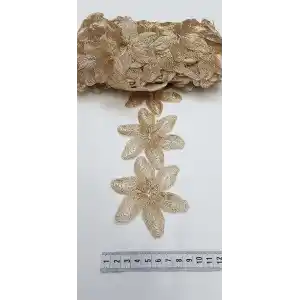 Bakır Simli Çiçek Desen Güpür Dantel