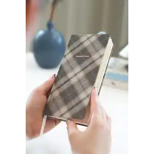 Matt Notebook 9x18 cm Keten Süresiz Haftalık Planlayıcı Kareli Cep Ajandası Ekose