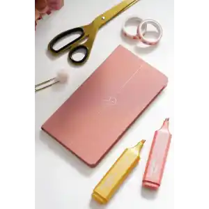 Matt Notebook 2027 Yılı Haftalık Keten 9x17 cm Cep Ajandası 12 Aylık Pembe