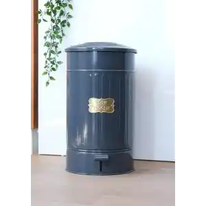 PASLANMAZ GALVANİZ METAL 30 LİTRE PEDALLI ÇÖP KOVASI (ANTRASİT)