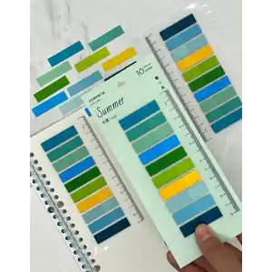 10 Renkli Cetvelli Summer Şeffaf Pet İndeks Sticker/İndex/Postit/Kitap Ayracı/Not Kağıdı