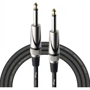 Stagg SGC3DL Pro enstrüman kablosu (mandal üzerinde jak, asimetrik 3 m), siyah