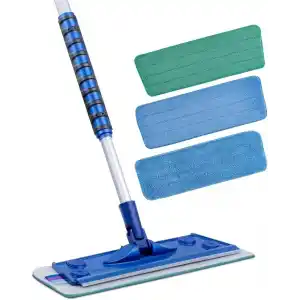 Silva Mikrofiber Mop Üçlü Set - Islak, Kuru ve Duvar Bezi Dahil (3 Bez), 90-156 cm Teleskopik Alüminyum Sap, 360 Derece Dönen Cırtlı Kafa, Laminat Parke Fayans Duvar ve Tavan İçin
