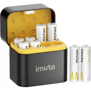 iMuto Şarj Edilebilir Lityum AA Piller, Hızlı Şarj Cihazı, 8 Paket 3600mAh Uzun Ömürlü Çift A Piller, 1.5V Sabit Çıkışlı AA Li-iyon Piller, 1600 Keze Kadar Şarj Edilebilir