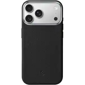 Minesk iPhone 17 Pro / 18 Pro için MagSafe ile Uyumlu Çizilmeyen ve Parmak İzi Tutmayan Deri Görünümlü Metal Tuşlu ve Metal Lens Çerçeveli Hybrid Silikon Kılıf (Siyah, 17 Pro/18 Pro)