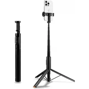 Spigen Kablosuz Bluetooth Selfie Çubuğu Uzaktan Kumandalı Tripod / 1.4 Metre Kolay Taşınabilir S541W Black - AMP09336