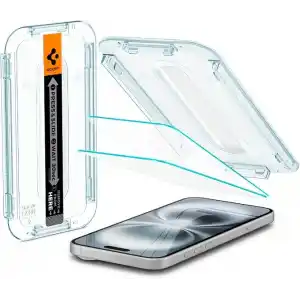 Spigen iPhone 16 Plus / 15 Plus ile Uyumlu Ekran Koruyucu Cam Kolay Kurulum Glas.tR EZ Fit (2 Adet) - AGL06883