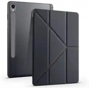 Aksesuarcim Samsung Galaxy Tab S10 Lite SM-X400 ile Uyumlu Kılıf Silikon Yumuşak Kalem Bölmeli Esnek 4 Farklı Stand Olabilen Tablet Kılıfı Siyah