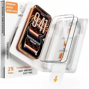 URUCHI 2li Paket Kolay Kurulum iPhone 18 Pro Max / 17 Pro Max ile Uyumlu Ekran Koruyucu, Ultra HD Netlik & İnce Siyah Çerçeve, 9H+ Kırılmaz Cam, Tam Kaplama, UltraFit Kurulum Aparatı ile