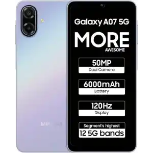 Samsung Galaxy A07 5G (4GB RAM, 128GB Depolama) | 6,7 inç HD+ 120Hz Ekran | MediaTek Dimensity 6300 | 50MP + 2MP Arka Kamera | 6000 mAh Batarya (Samsung Türkiye Garantili) (MOR)